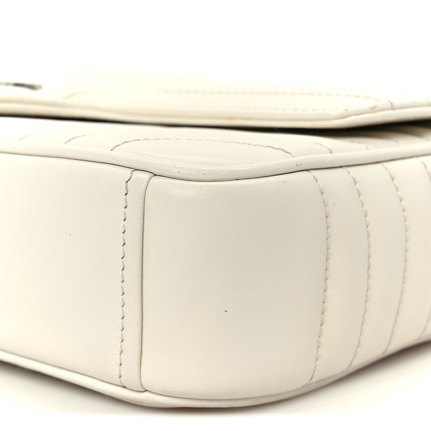 Soft Calfskin Impunture Diagramme Medium Chain Flap Shoulder Bag White