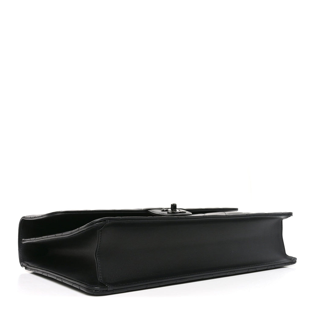 Lambskin Quilted Briefcase Satchel So Black