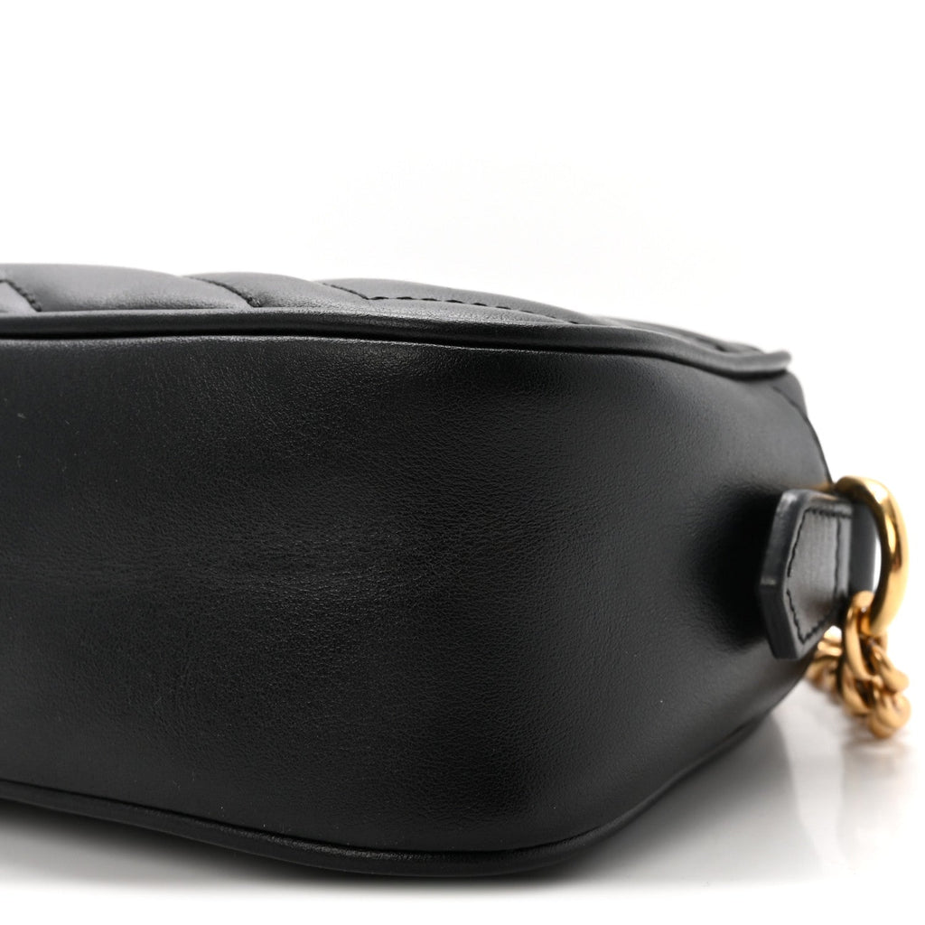 Calfskin Matelasse Mini GG Marmont Chain Shoulder Bag Black