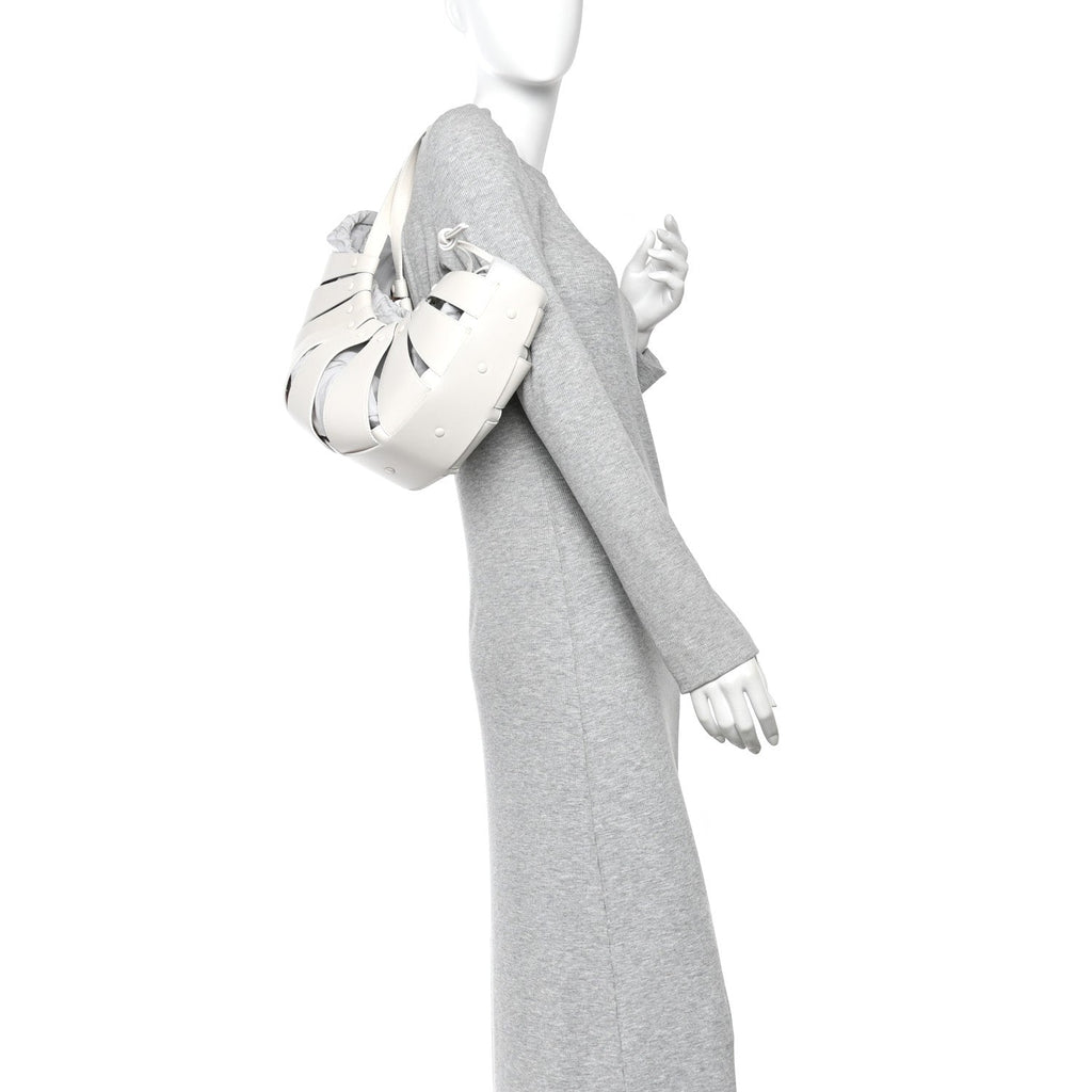 French Calfskin Shell Bag White Frost