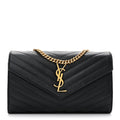 Grain De Poudre Matelasse Chevron Monogram Chain Wallet Black