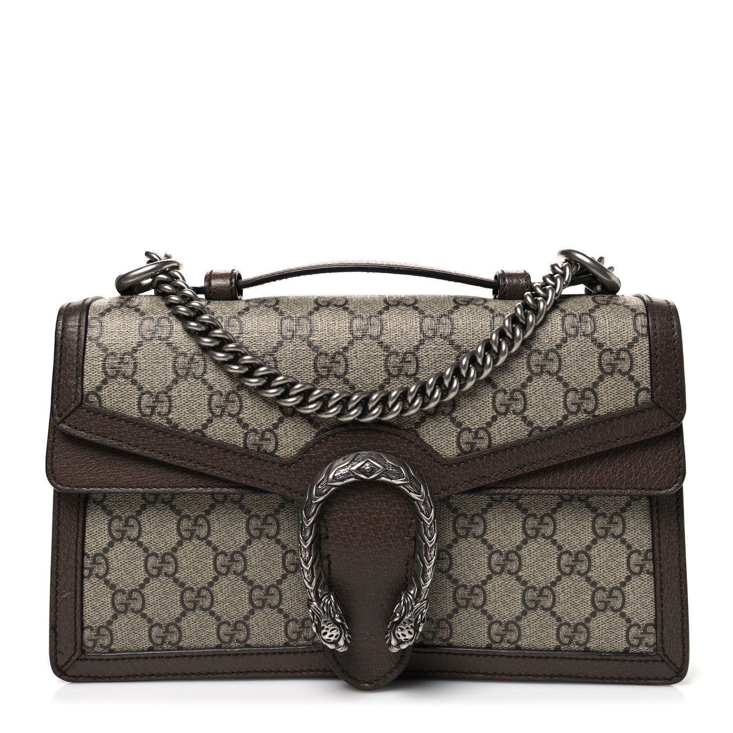 GG Supreme Monogram Textured Dollar Calfskin Top Handle Dionysus Shoulder Bag Beige Ebony New Acero
