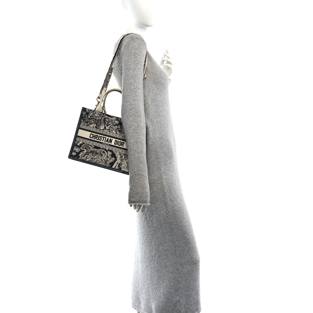 Calfskin Dioriviera Toile De Jouy Small Book Tote With Strap Blue Multicolor