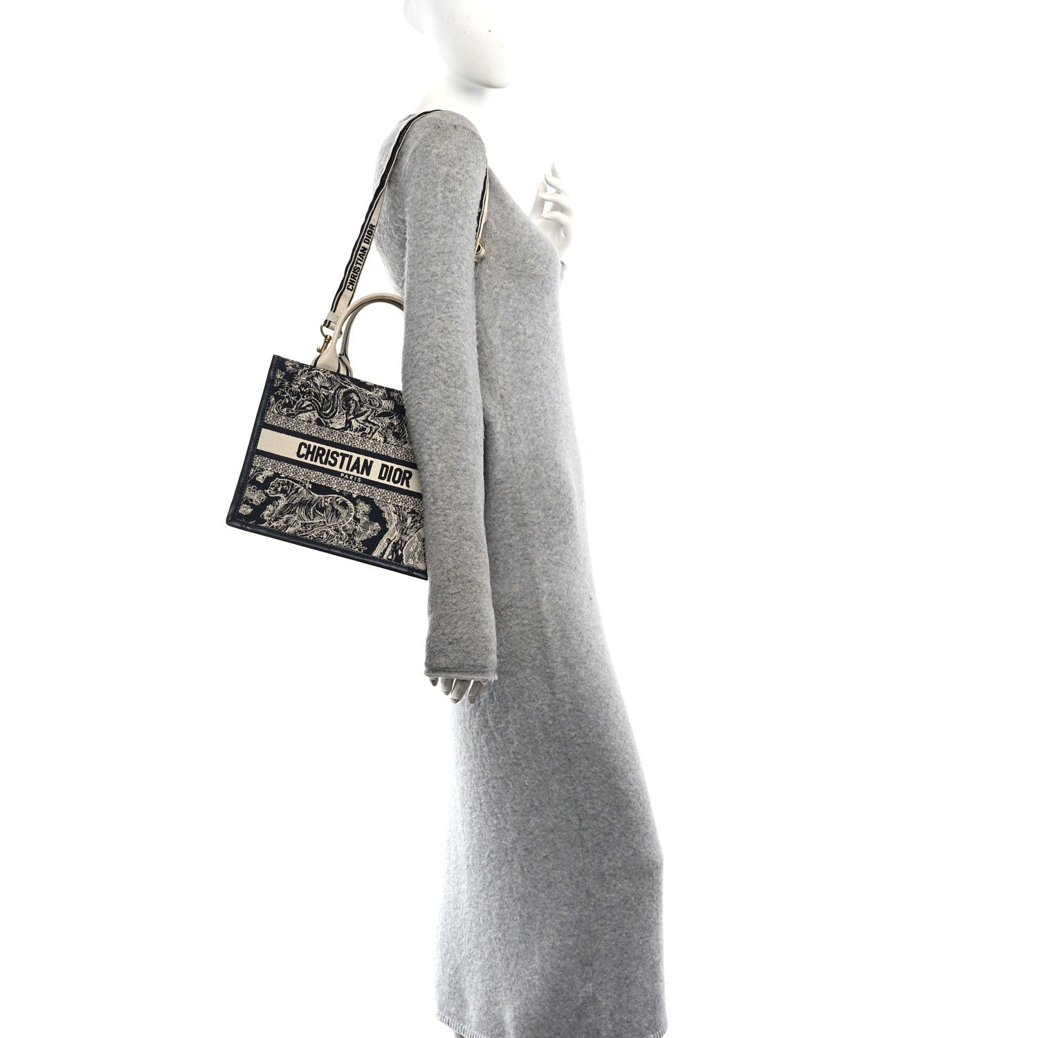 Calfskin Dioriviera Toile De Jouy Small Book Tote With Strap Blue Multicolor