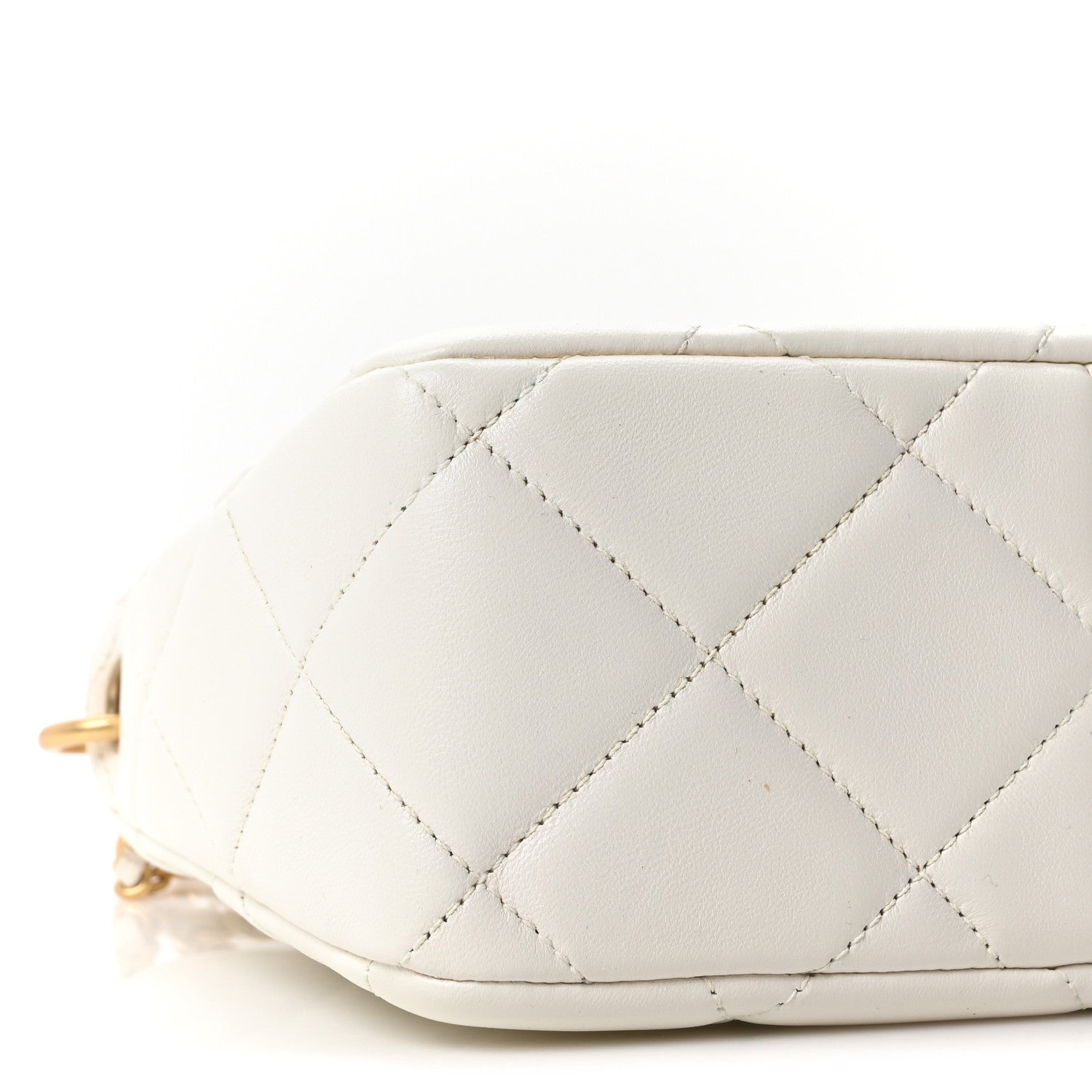 Lambskin Quilted Mini Pearl Crush Hobo White