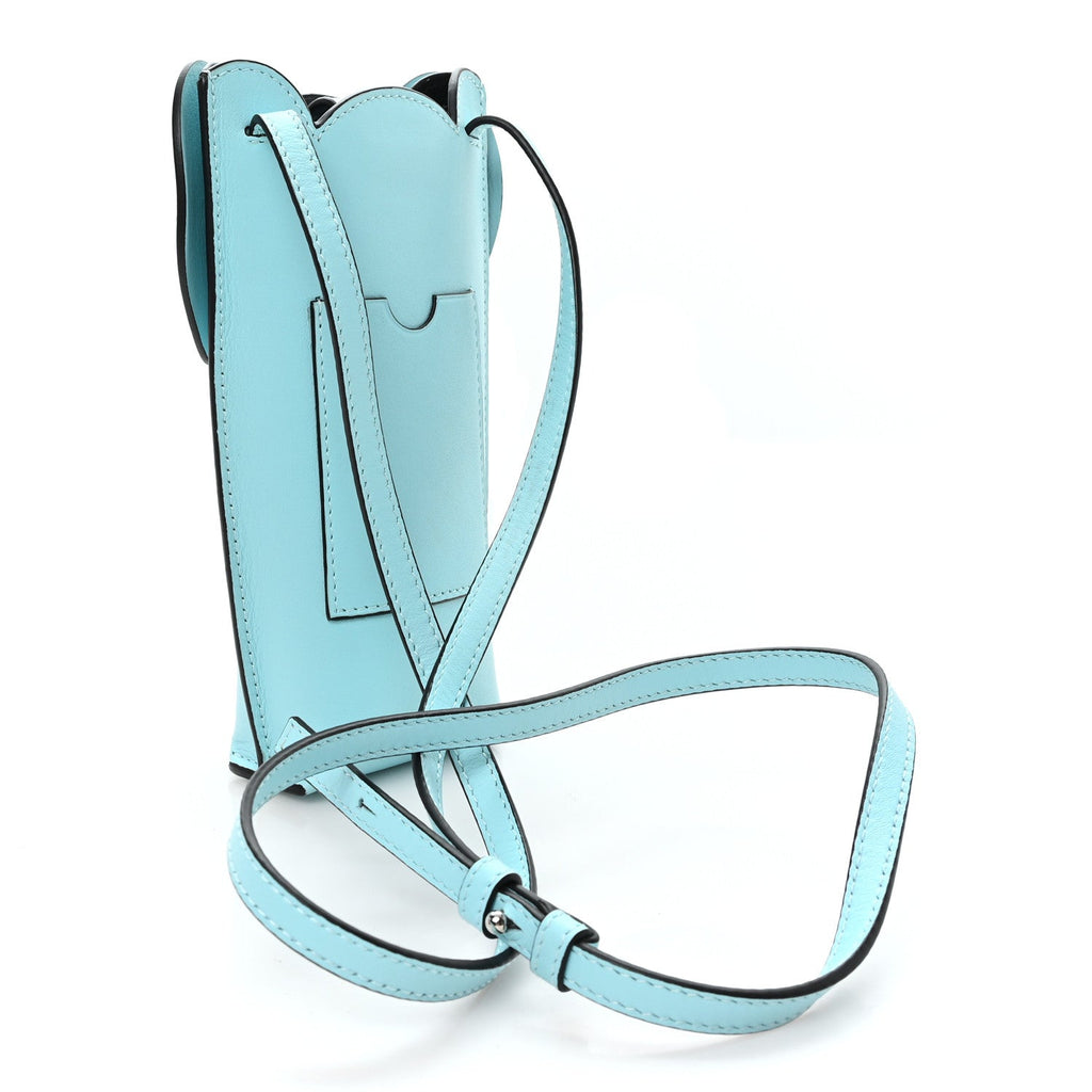 Calfskin Elephant Pouch Crossbody Bag Light Blue