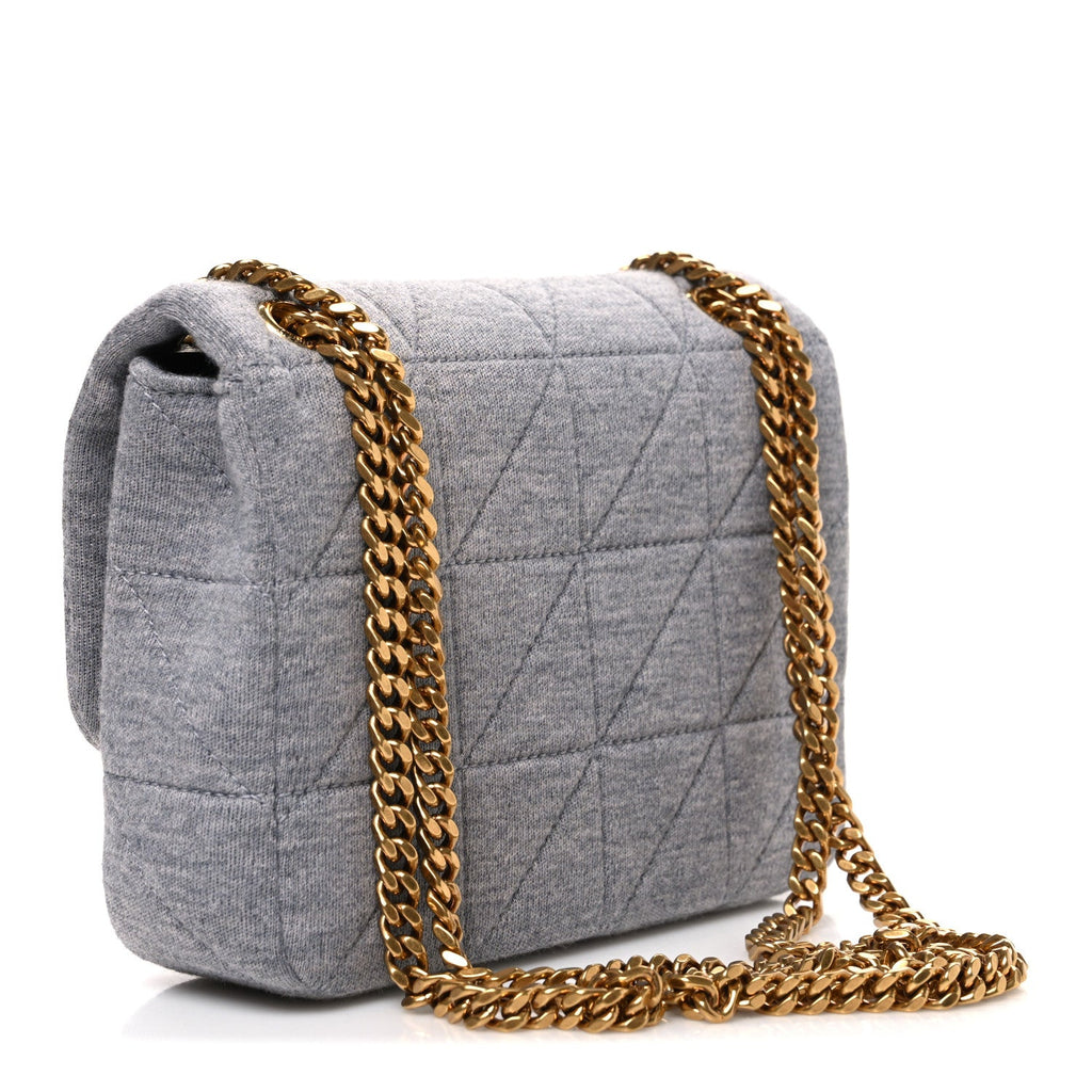 Jersey Wool Patchwork Monogram Mini Jamie Baguette Grigio