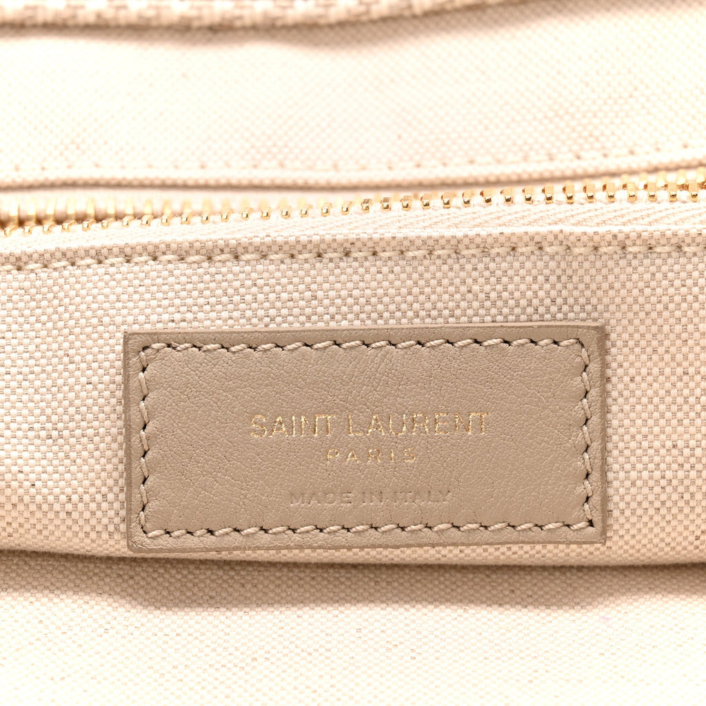 Linen Calfskin Rive Gauche Tote Beige Sea Salt