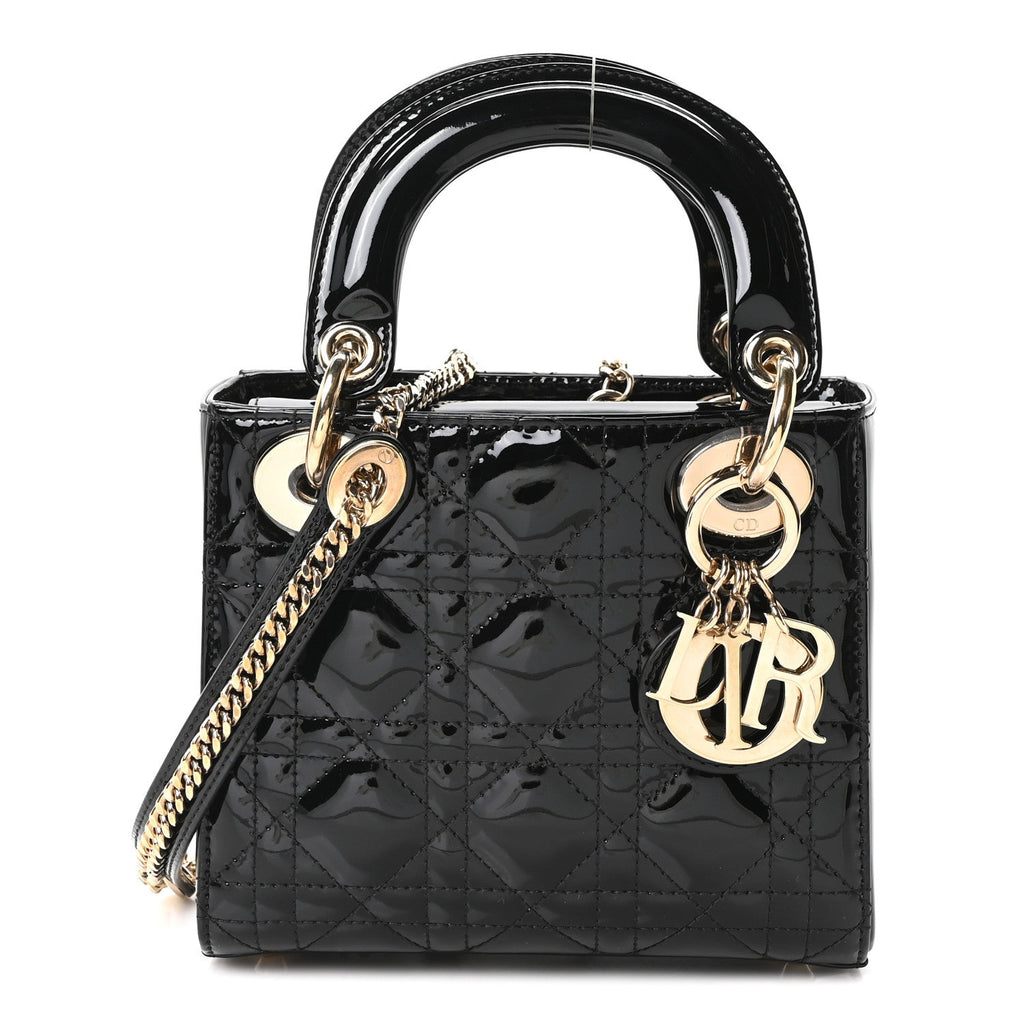 Patent Cannage Mini Lady Dior Black