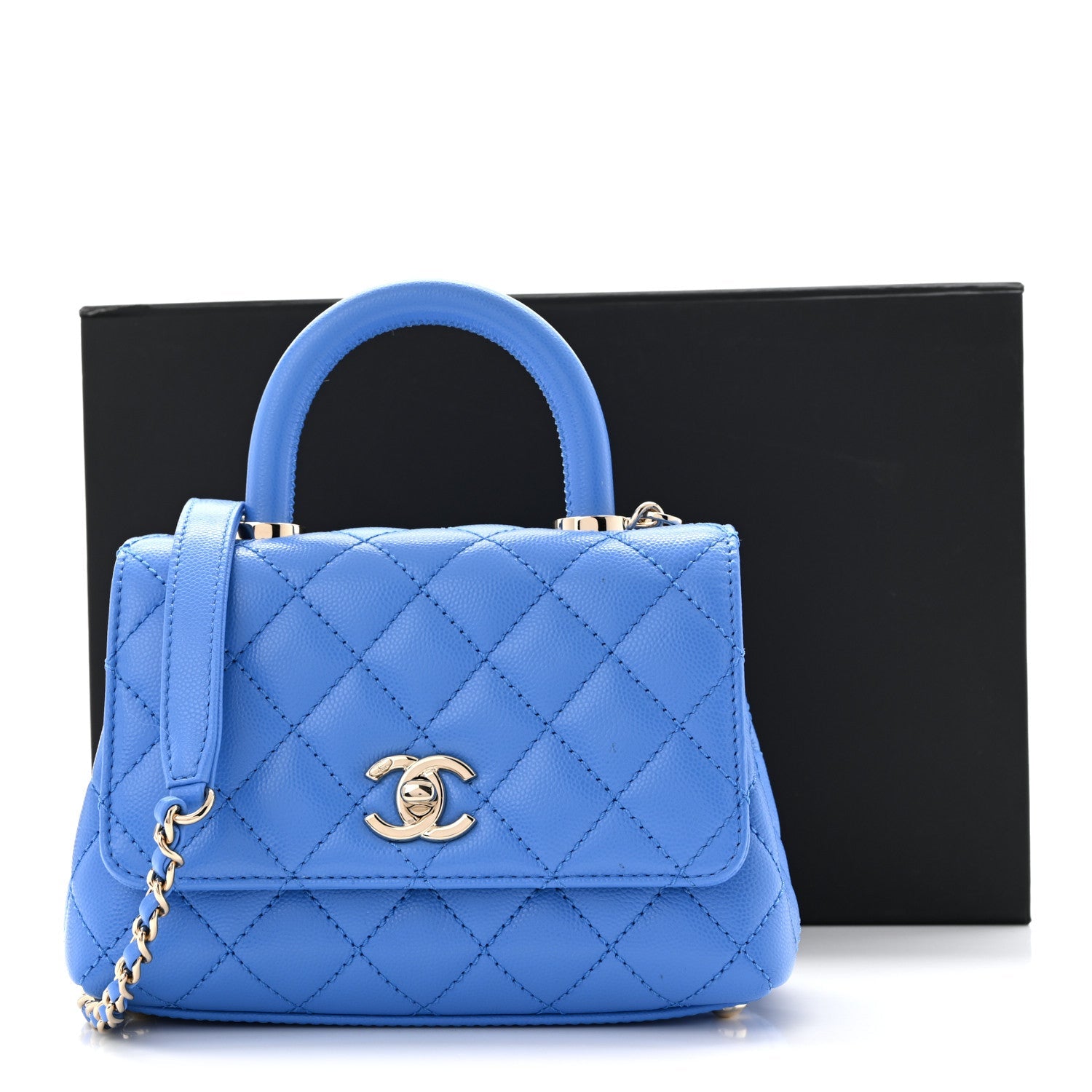 Caviar Quilted Extra Mini Coco Handle Flap Blue