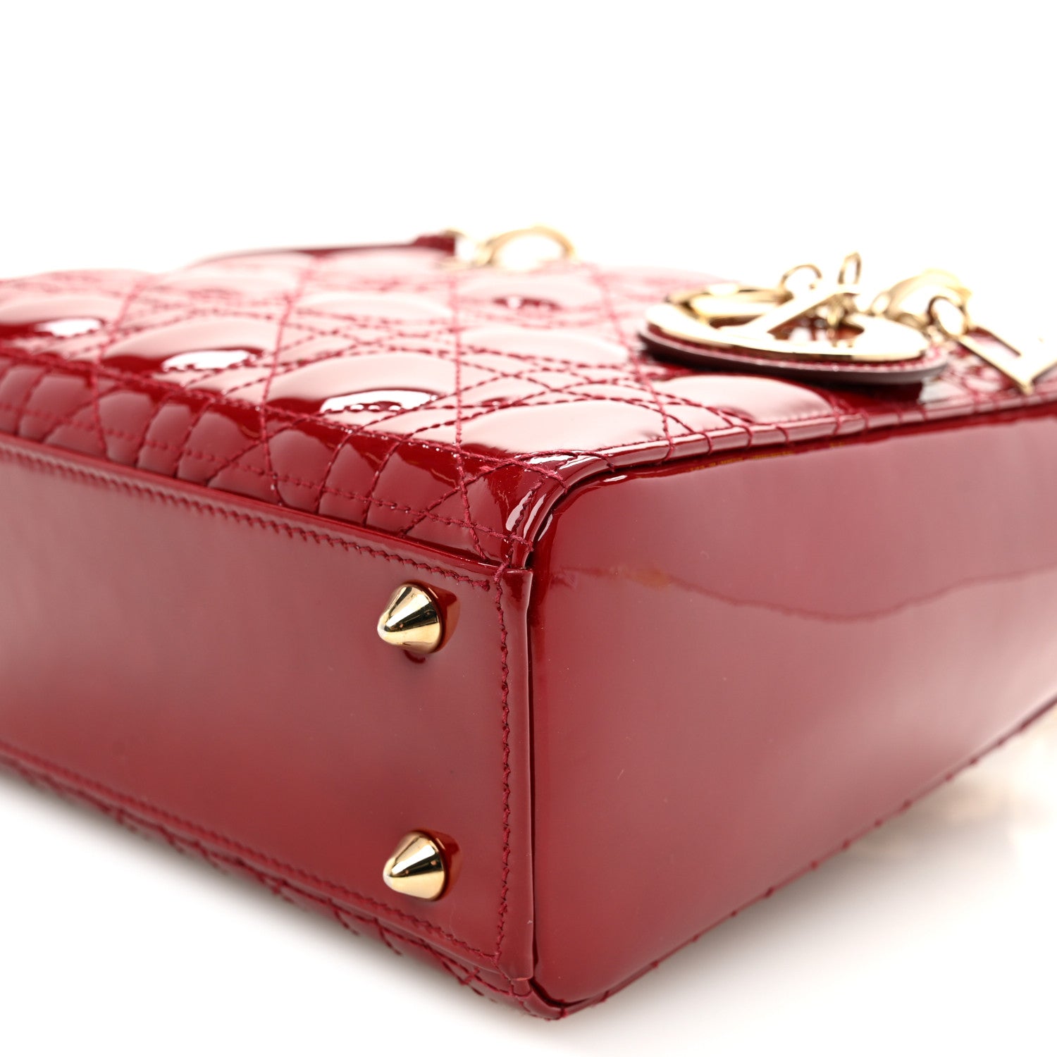 Patent Cannage Small Lady Dior Cherry Red