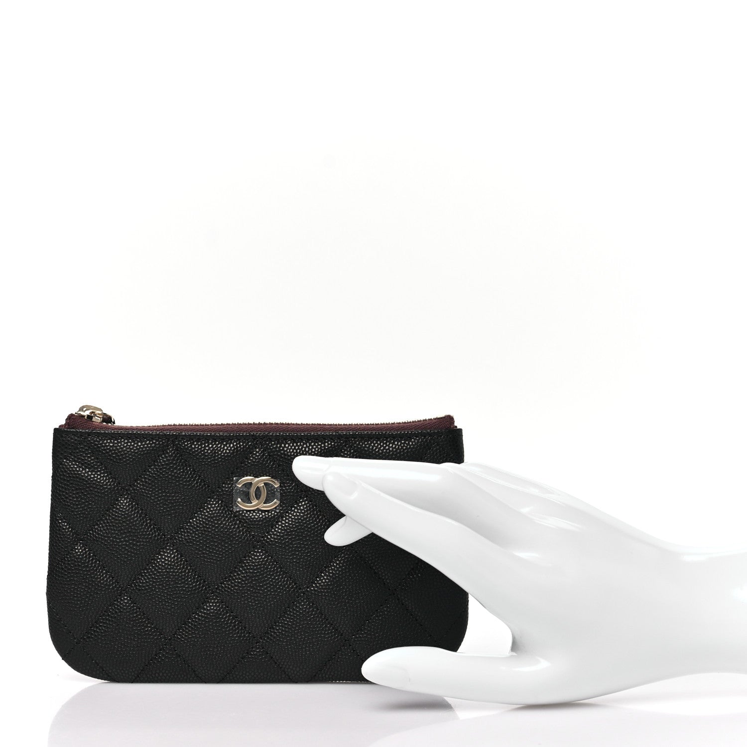 Caviar Quilted Small Cosmetic Case Black