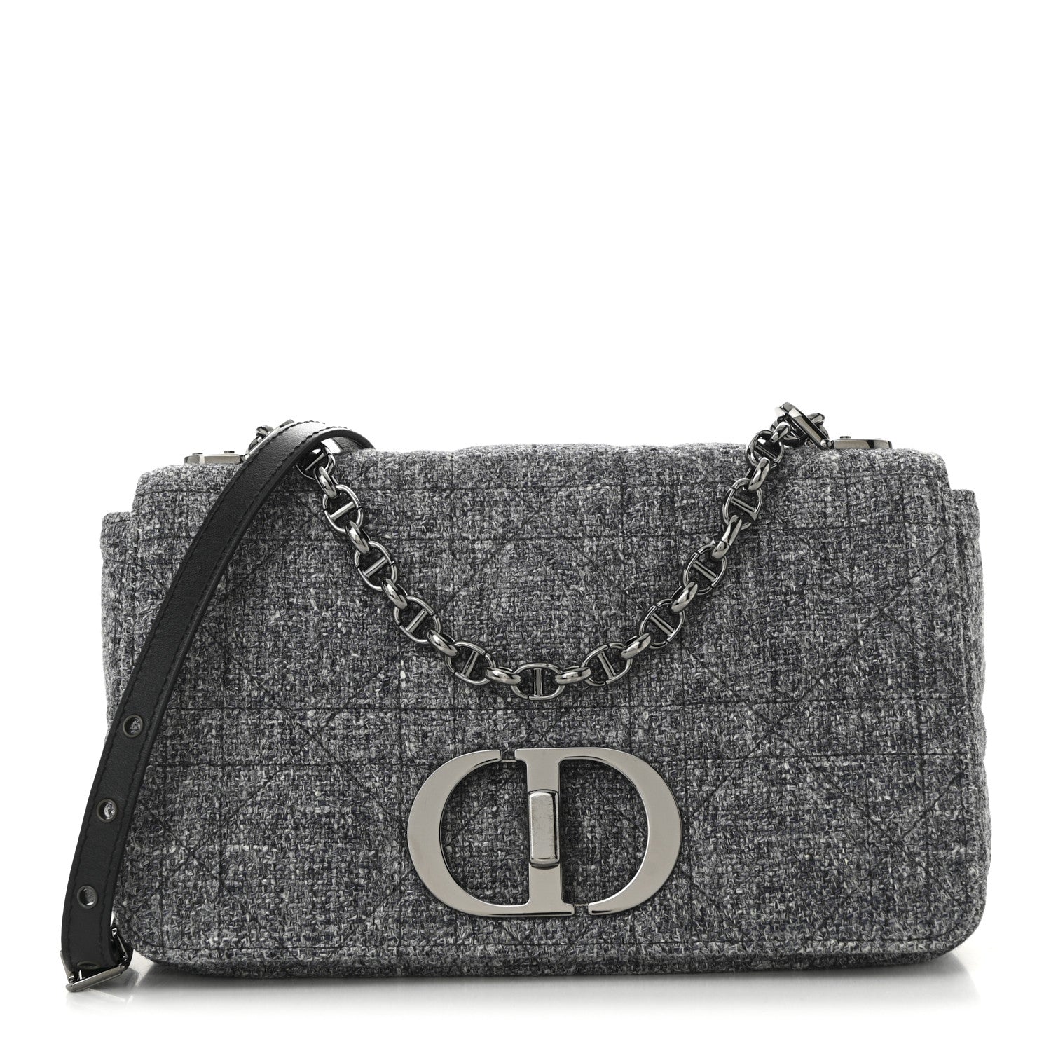 Tweed Macrocannage Medium Caro Bag Black