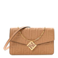 Vitello Ceylon Bi-Color FF 1974 Embossed FF Diamonds Chain Wallet Miele Scuro