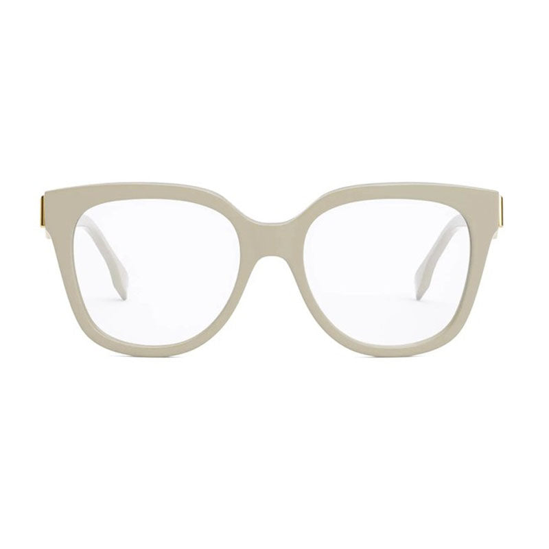 Fendi Eyeglasses Square Full Rim, Ivory Frame and Clear Demo Lenses Lens FE50064I025