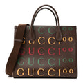 Textured Dollar Calfskin Gucci 100 Small Tote Bag New Acero Multicolor