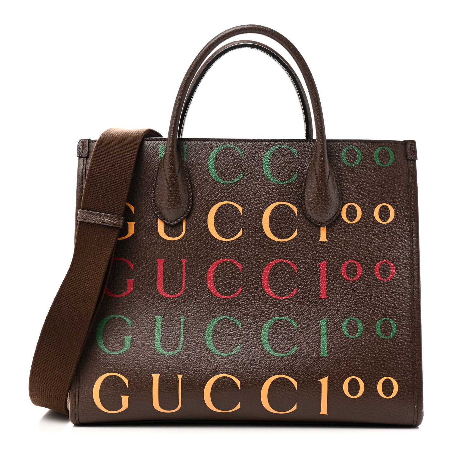 Textured Dollar Calfskin Gucci 100 Small Tote Bag New Acero Multicolor
