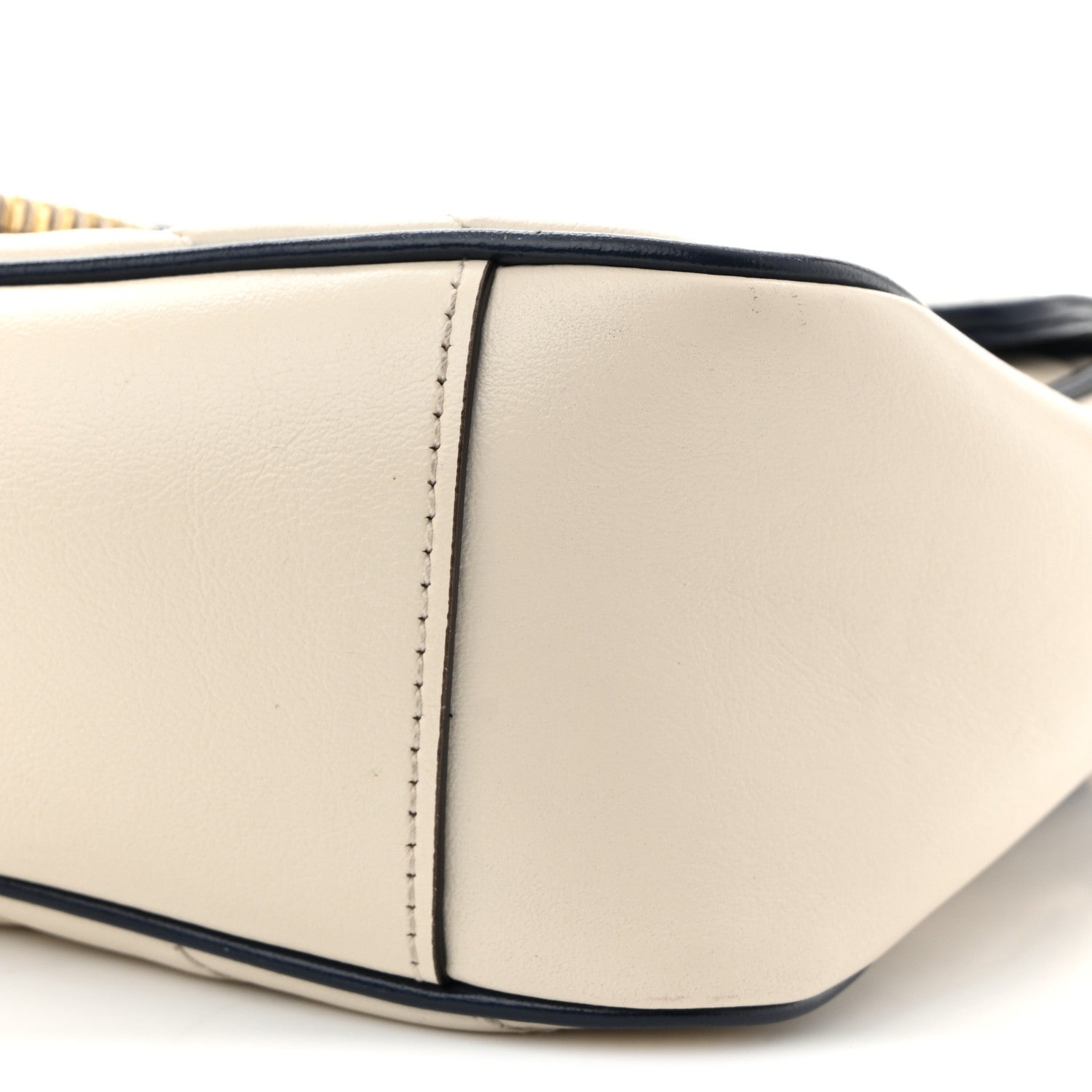 Vintage Effect Calfskin Matelasse Diagonal Small Torchon GG Marmont Shoulder Bag Mystic White Blue Agata