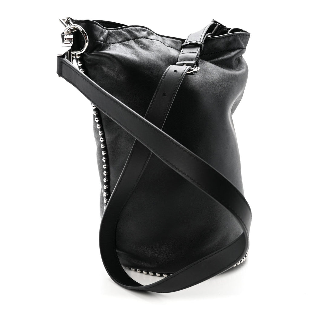 Lambskin Attica Chain Dry Sack Bucket Bag Black