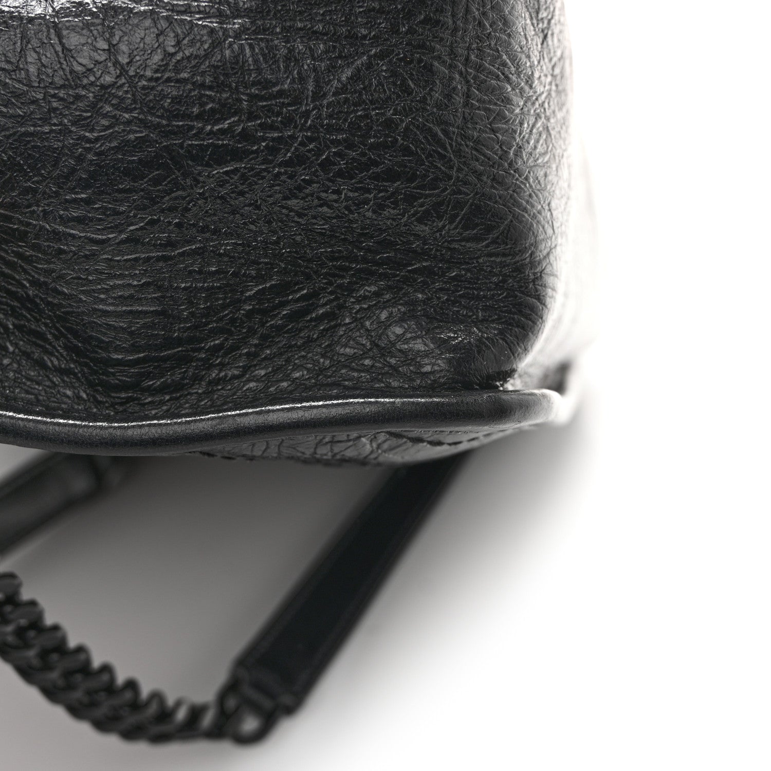 Crinkled Calfskin Matelasse Monogram Medium Niki Chain Satchel Black