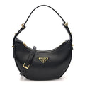 Soft Calfskin Arque Shoulder Bag Black