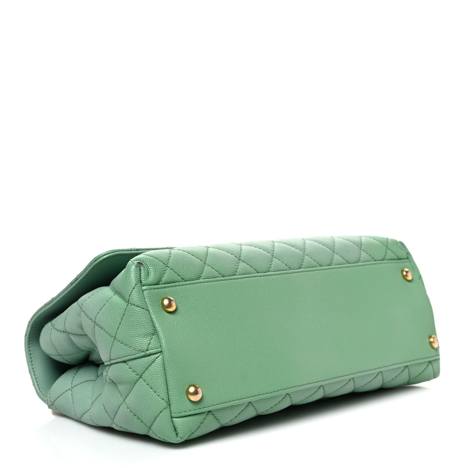 Caviar Quilted Small Coco Chain Handle Flap Light Green
