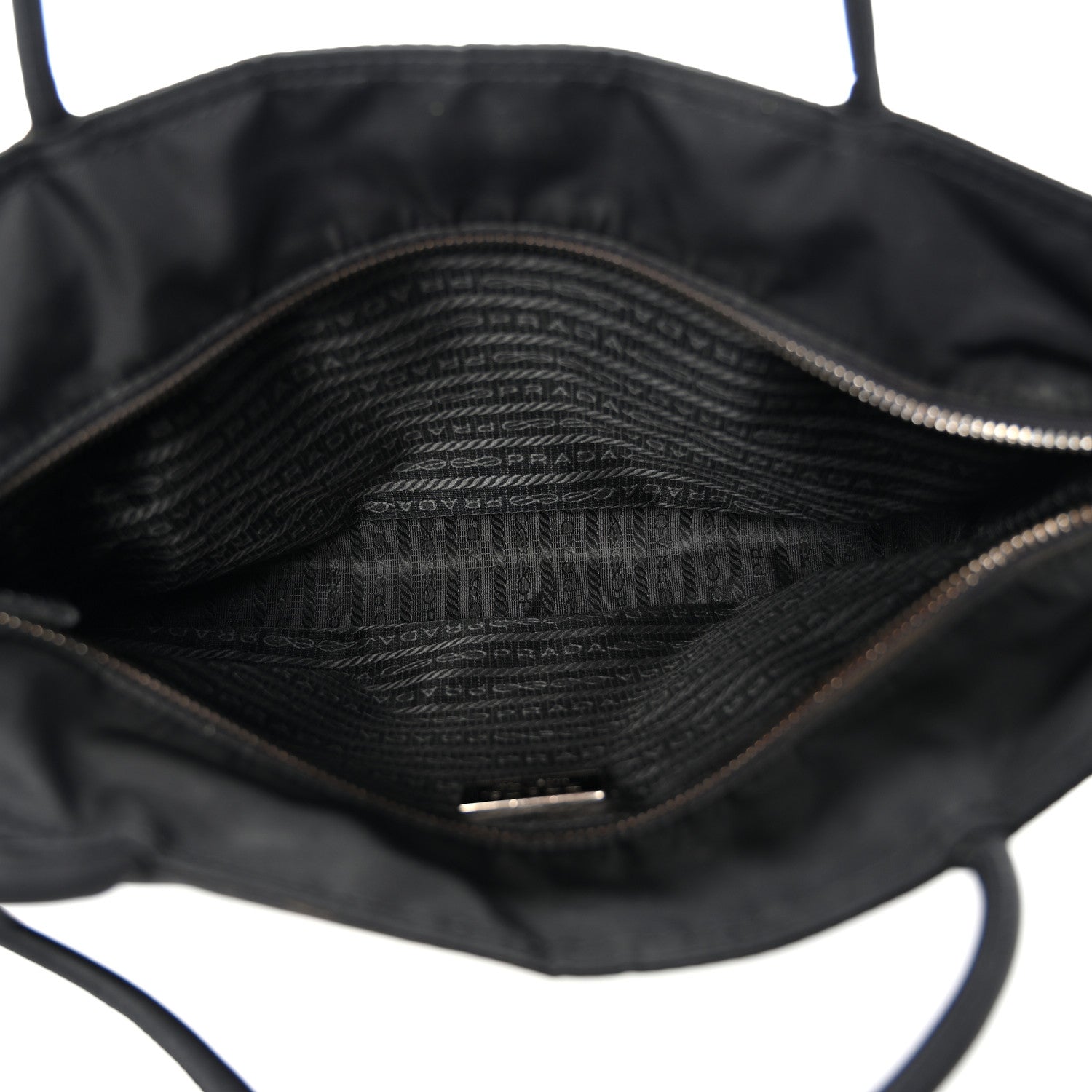 Tessuto Nylon Calfskin Shopping Tote Black