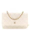 Caviar Quilted Wallet on Chain WOC White