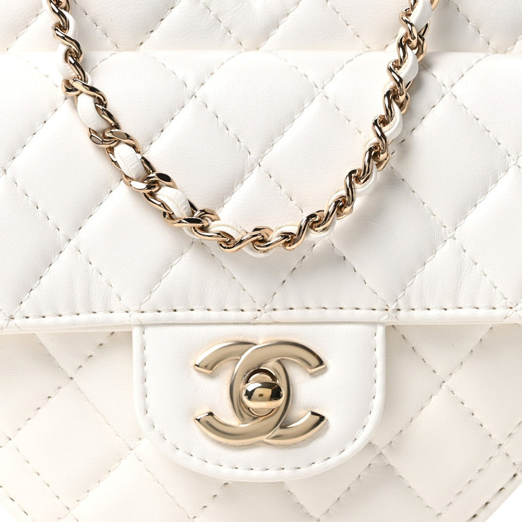 Lambskin Quilted CC In Love Heart Bag White