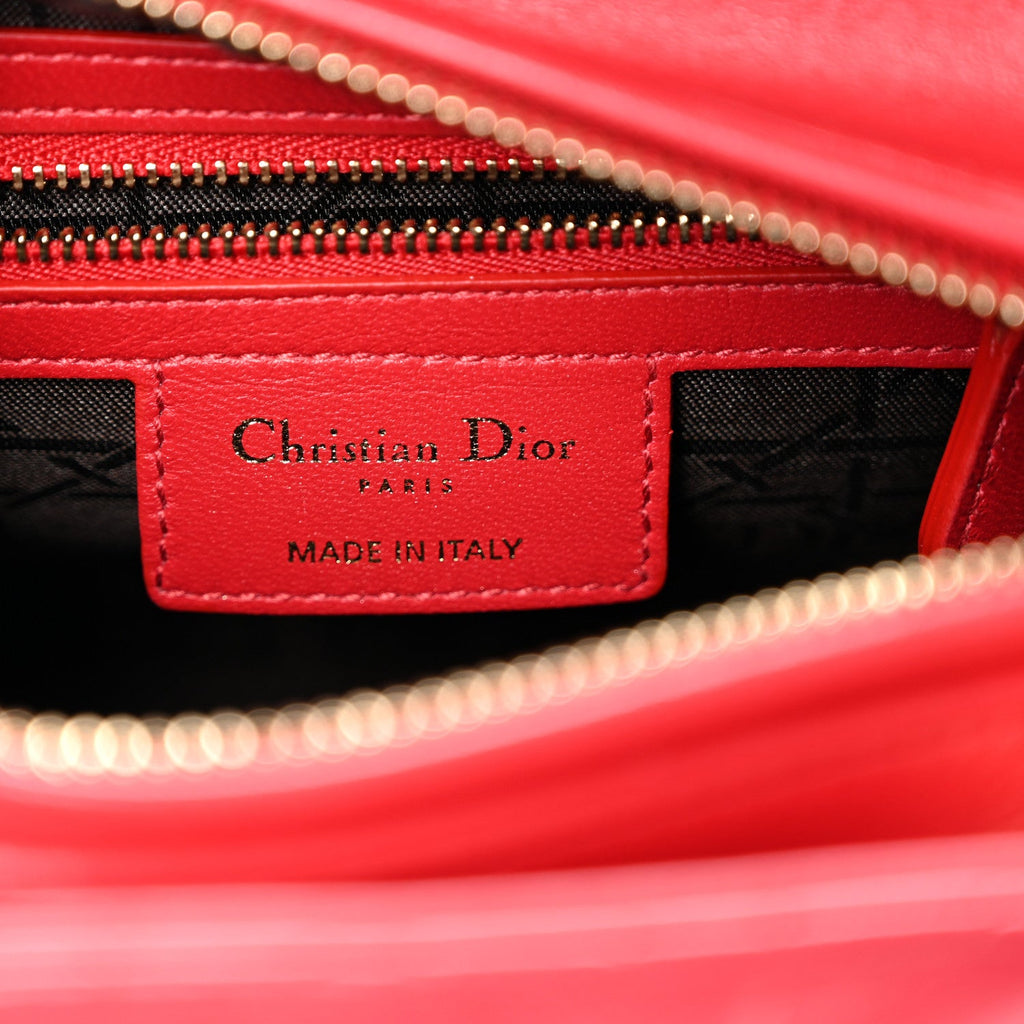 Lambskin Cannage Medium Lady Dior Red