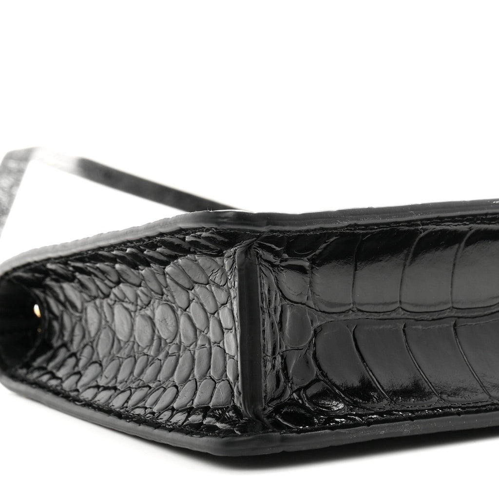 Calfskin Alligator Embossed Mini TB Shoulder Bag Black