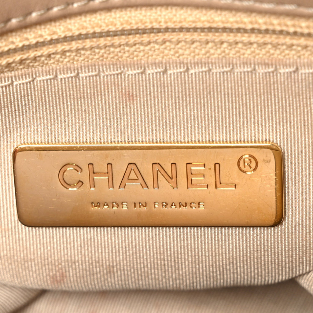 Lambskin Quilted Large Chanel 19 Flap Beige