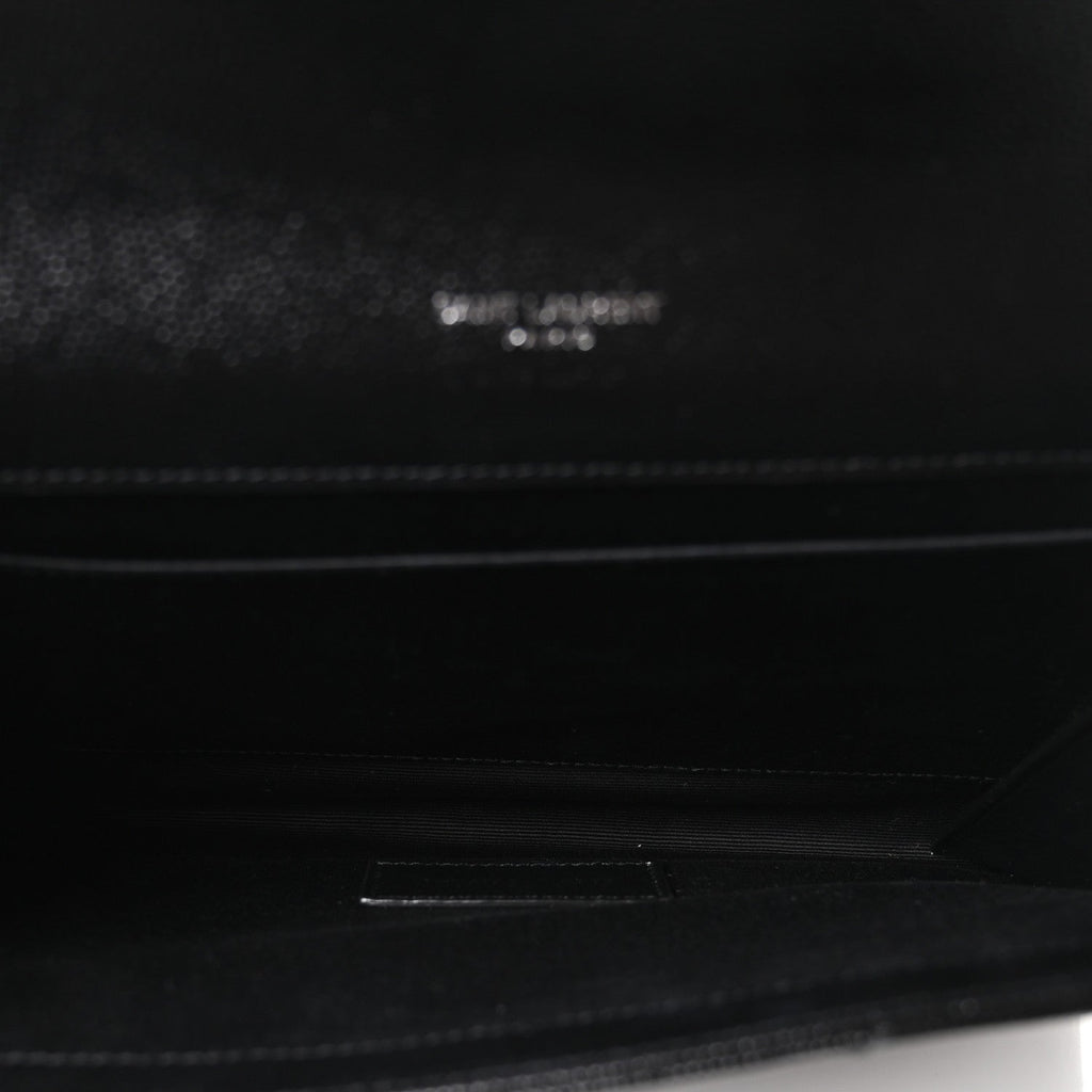Grain De Poudre Matelasse Chevron Monogram Envelope Clutch Black