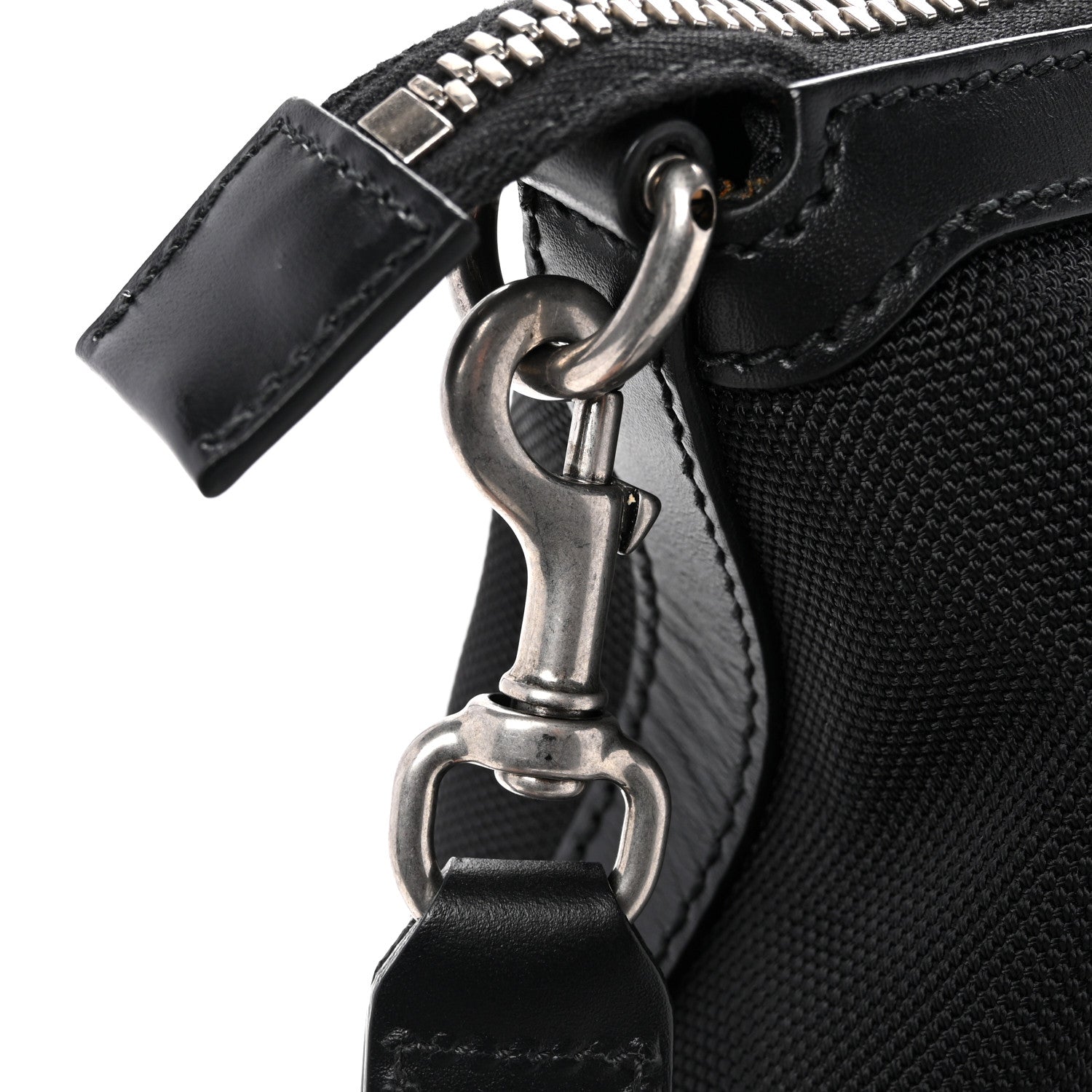 Techno Canvas Web Top Handle Shoulder Bag Black