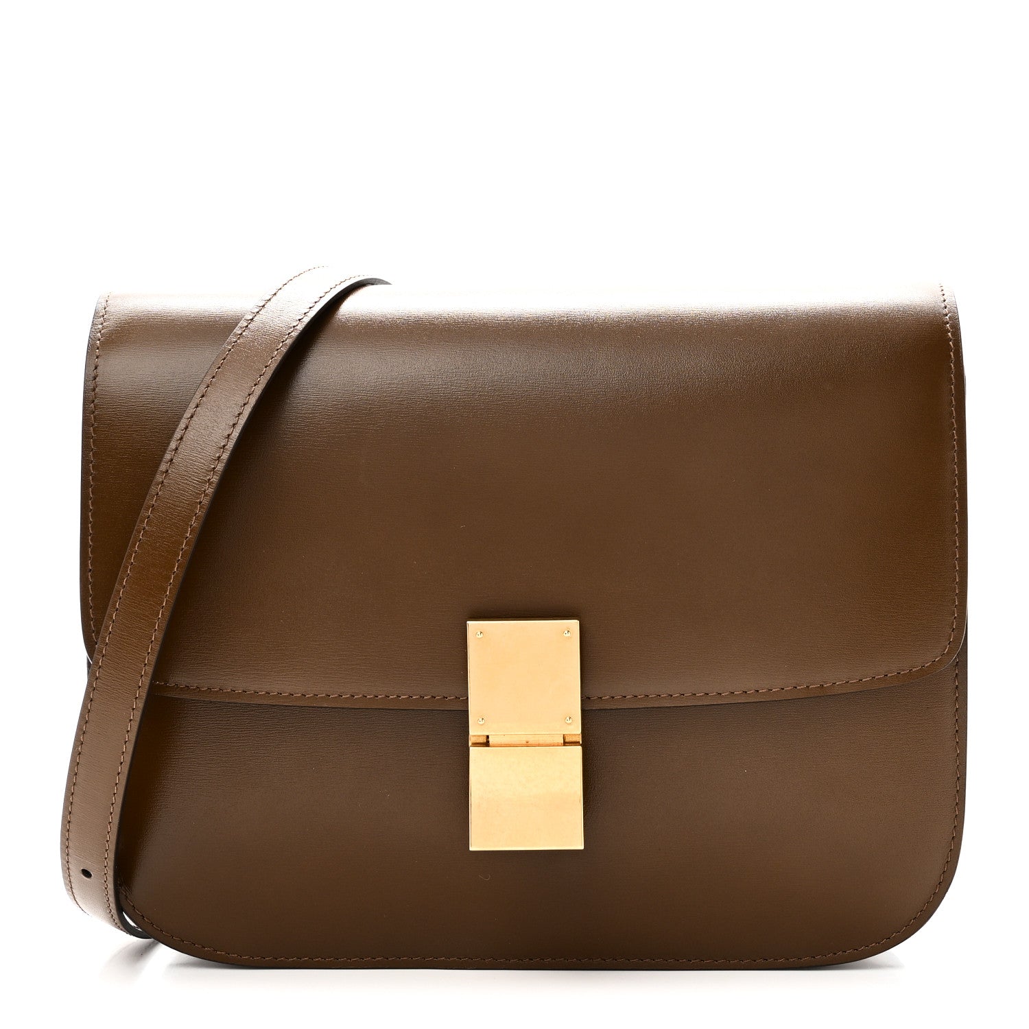 Box Calfskin Medium Classic Box Flap Bag Camel