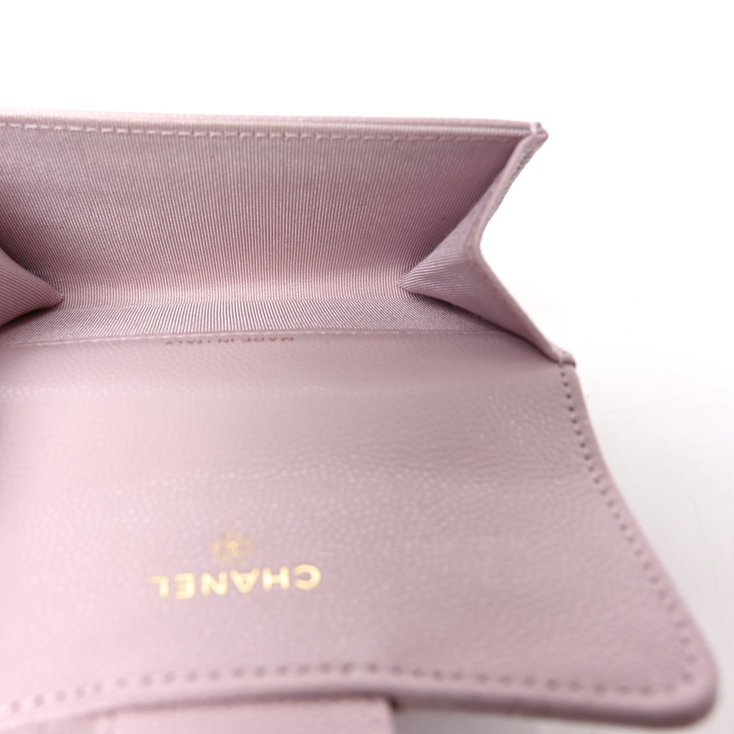 Caviar Quilted Flap Card Holder Wallet Light Pink