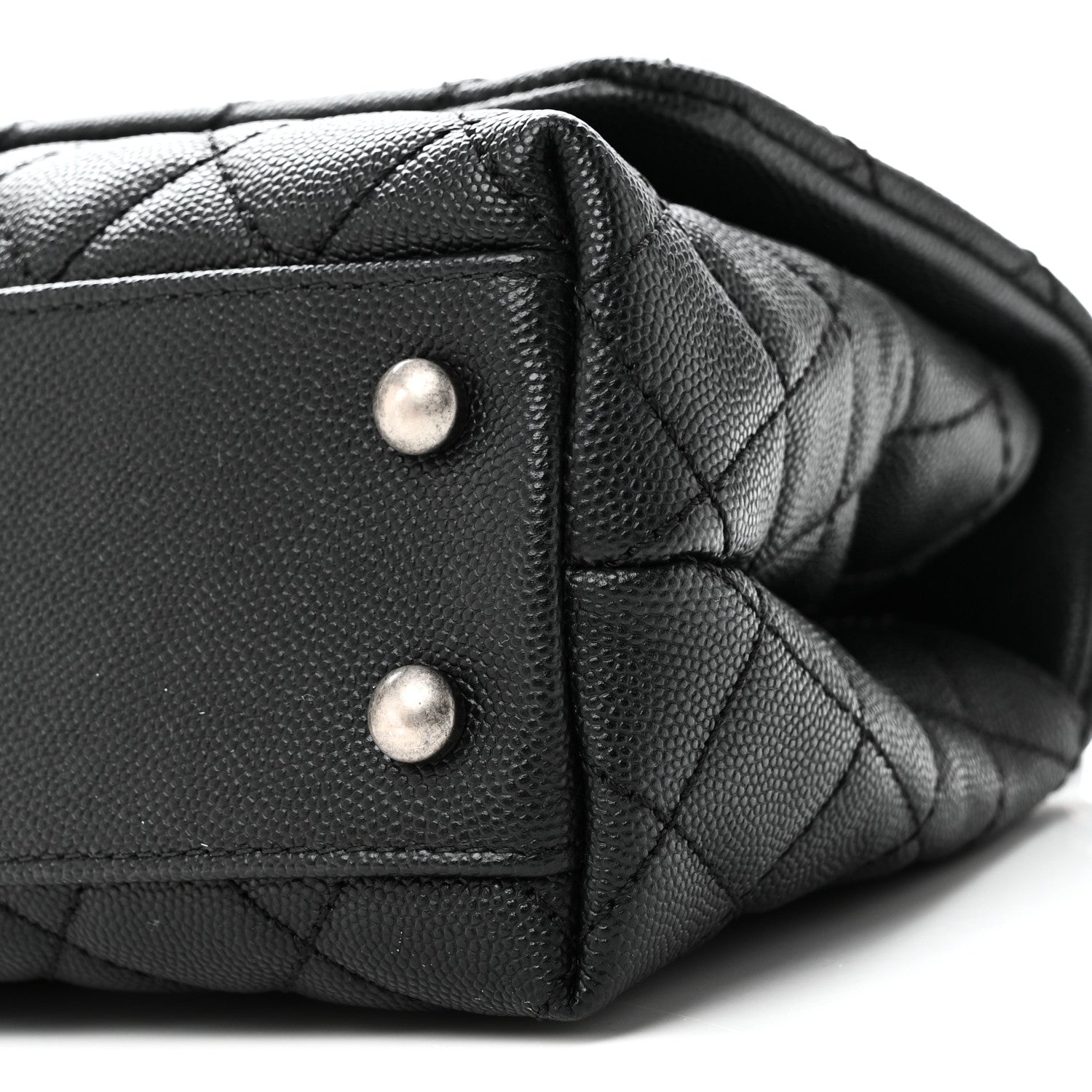Caviar Lizard Embossed Quilted Mini Coco Handle Flap Black