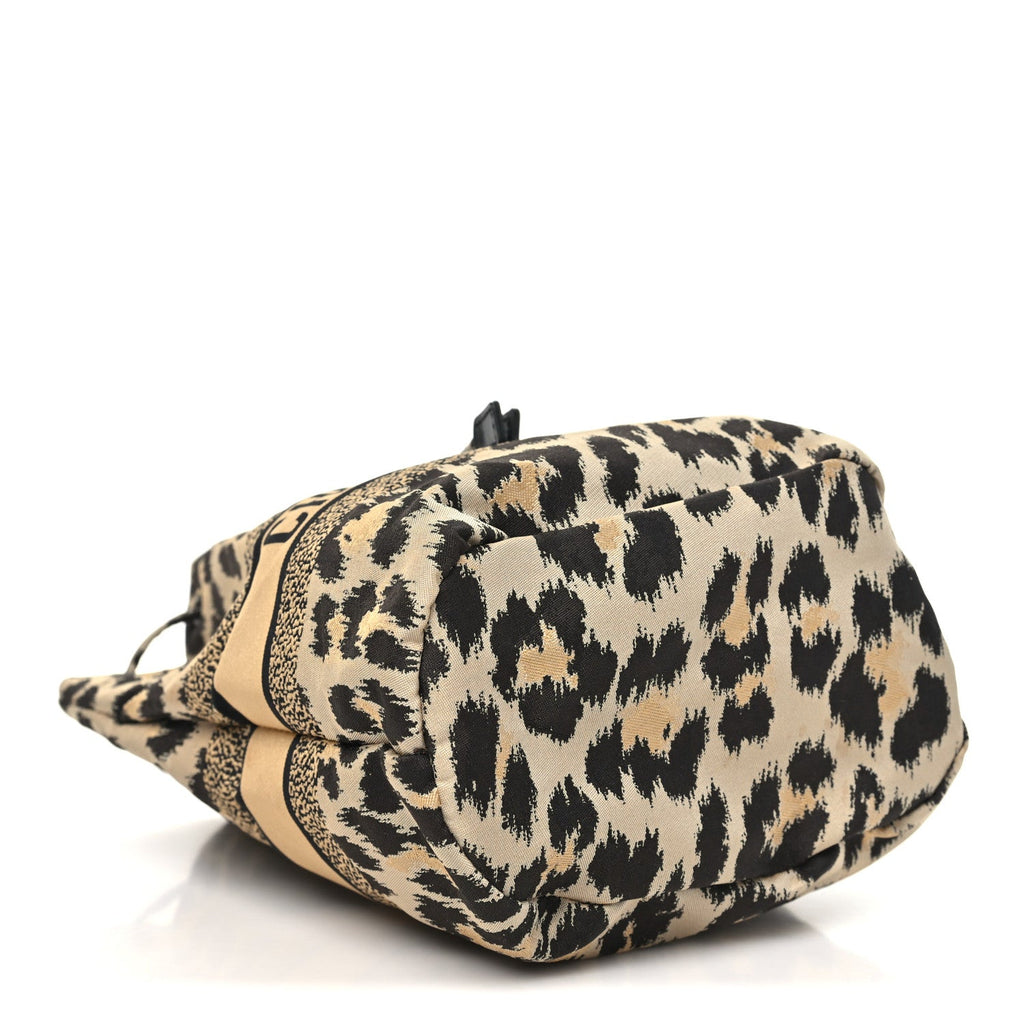 Canvas Mizza Embroidered Leopard DiorTravel Pouch Beige