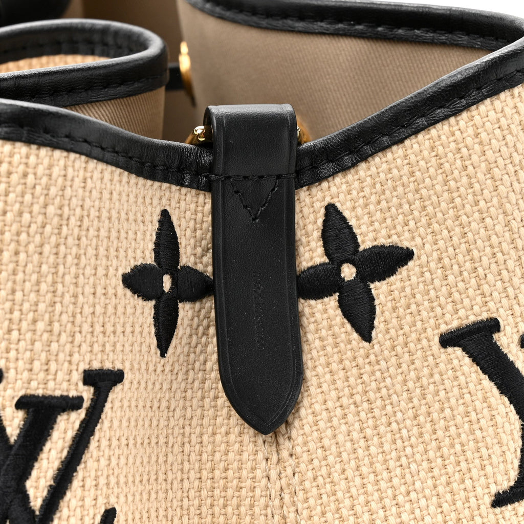 Cotton Monogram Embroidered Neonoe MM Beige Black
