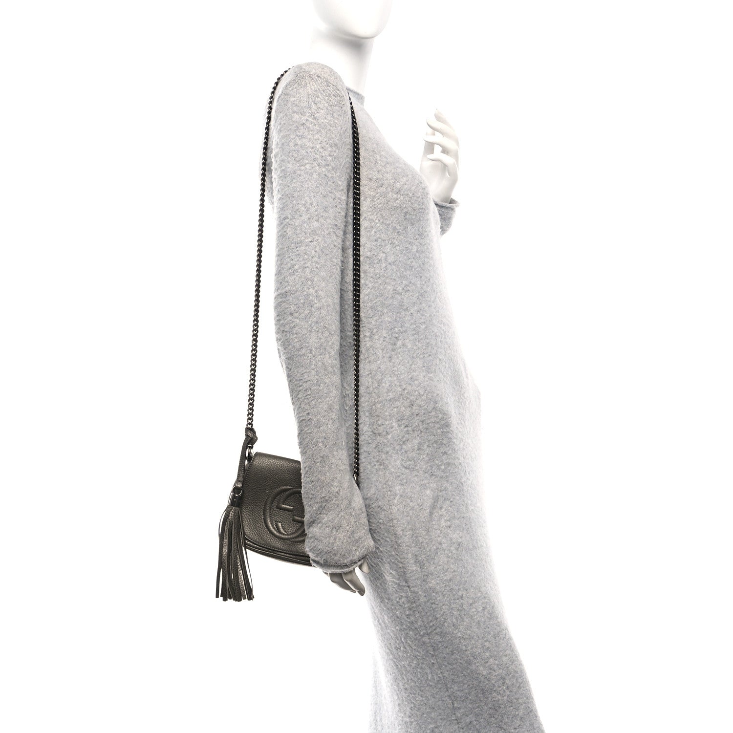 Metallic Pebbled Calfskin Small Soho Flap Crossbody Sasso