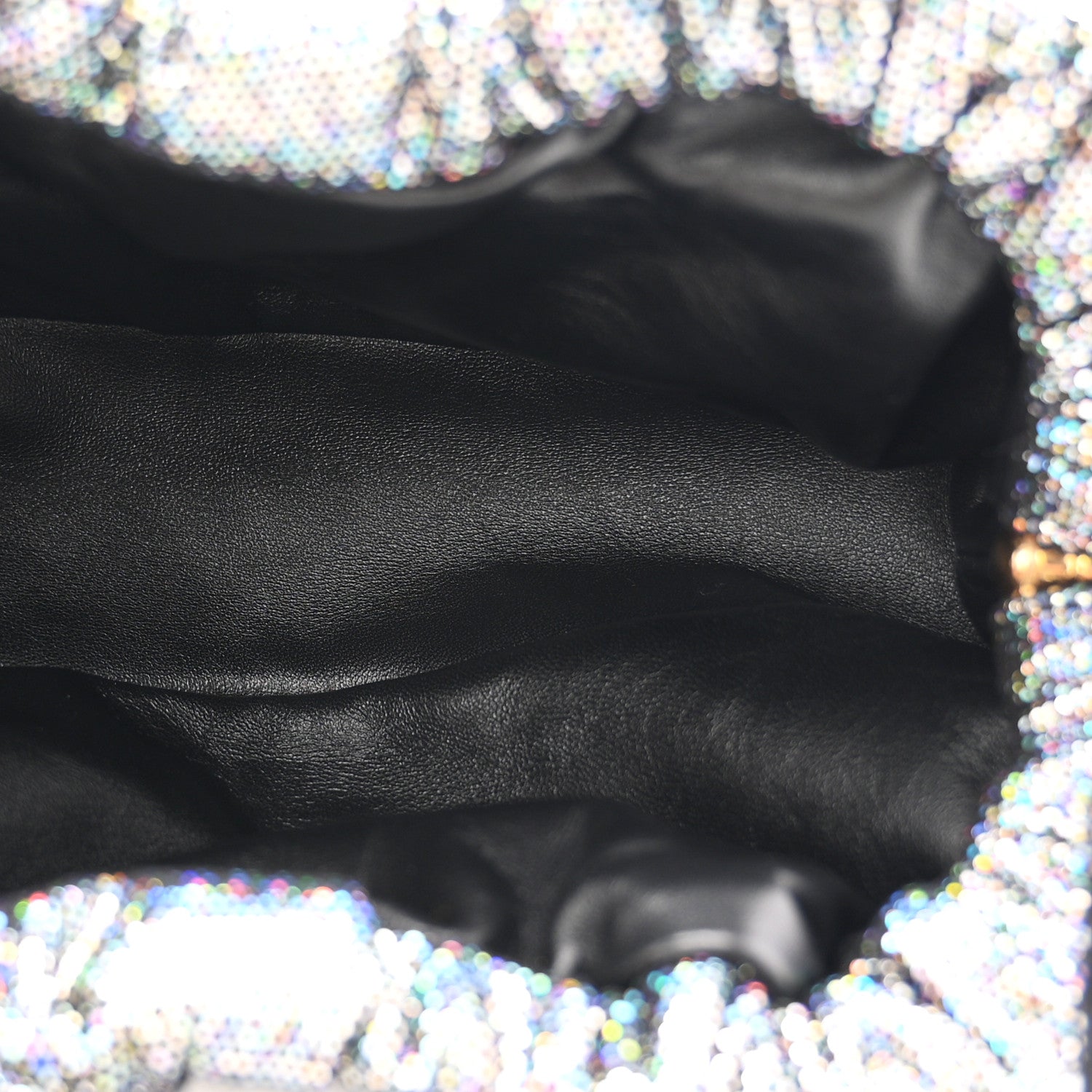 Glitter Calfskin Mini Cloud Clutch Multicolor