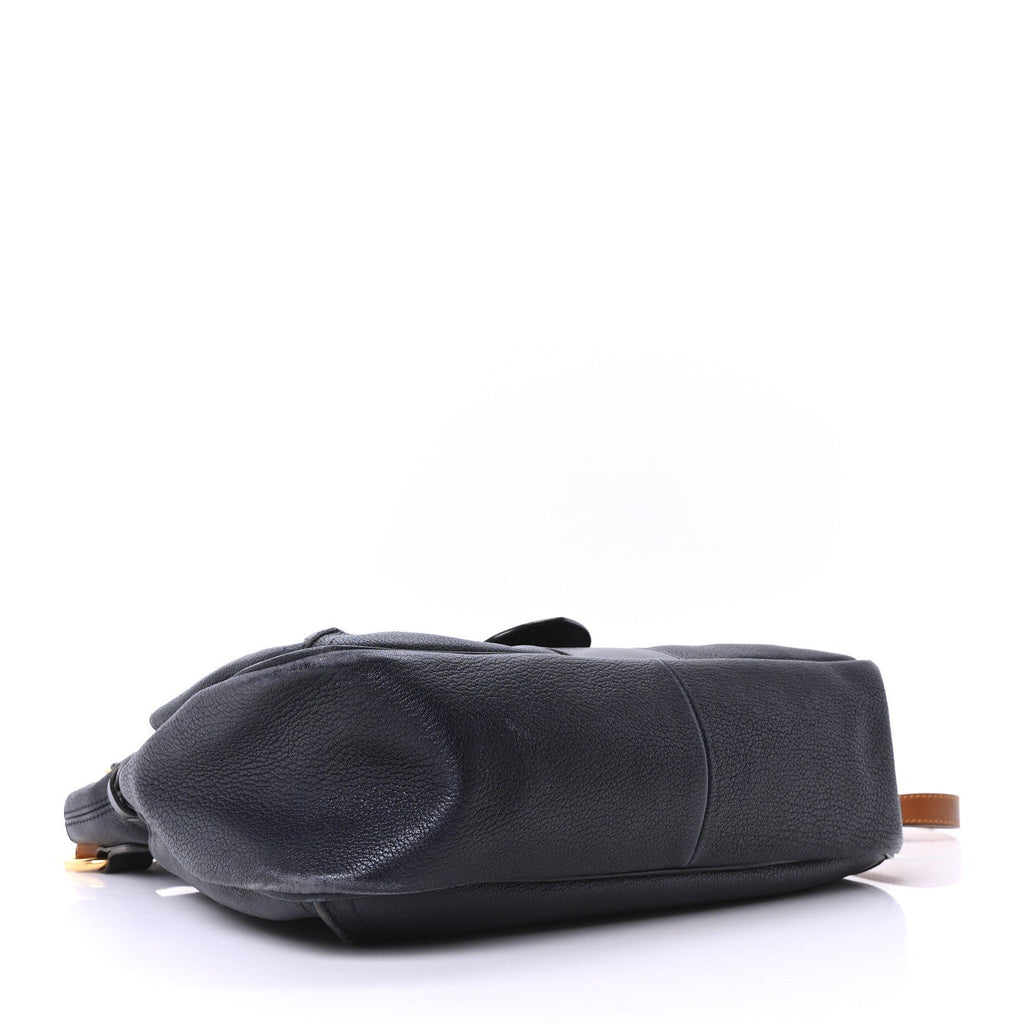 Grained Lambskin Calfskin Medium Lexa Shoulder Bag Navy