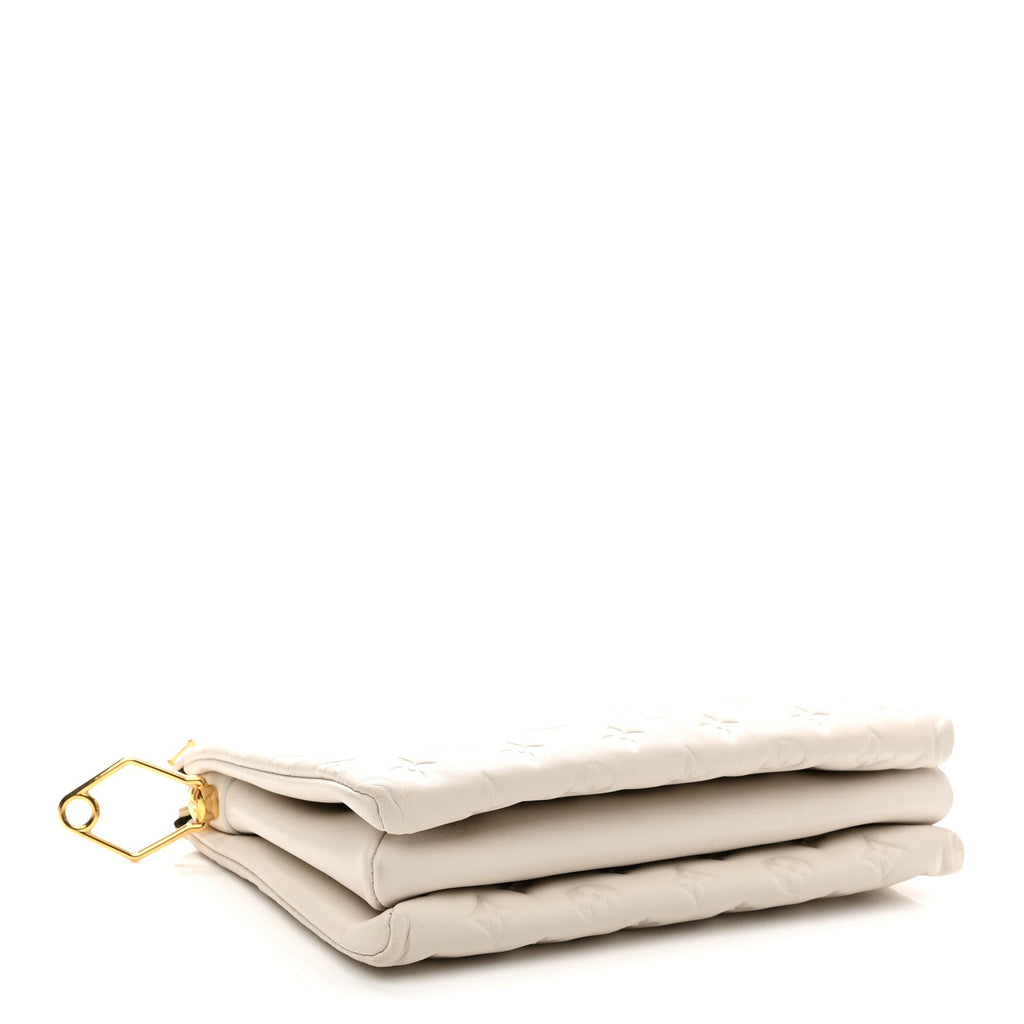 Lambskin Embossed Monogram Coussin PM Beige Cream