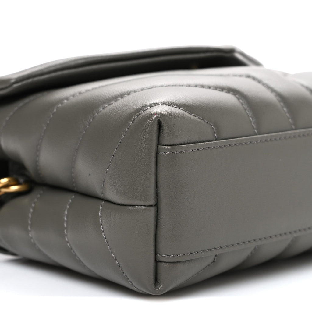 Calfskin Y Quilted Monogram Toy Loulou Crossbody Bag Grey Kaki