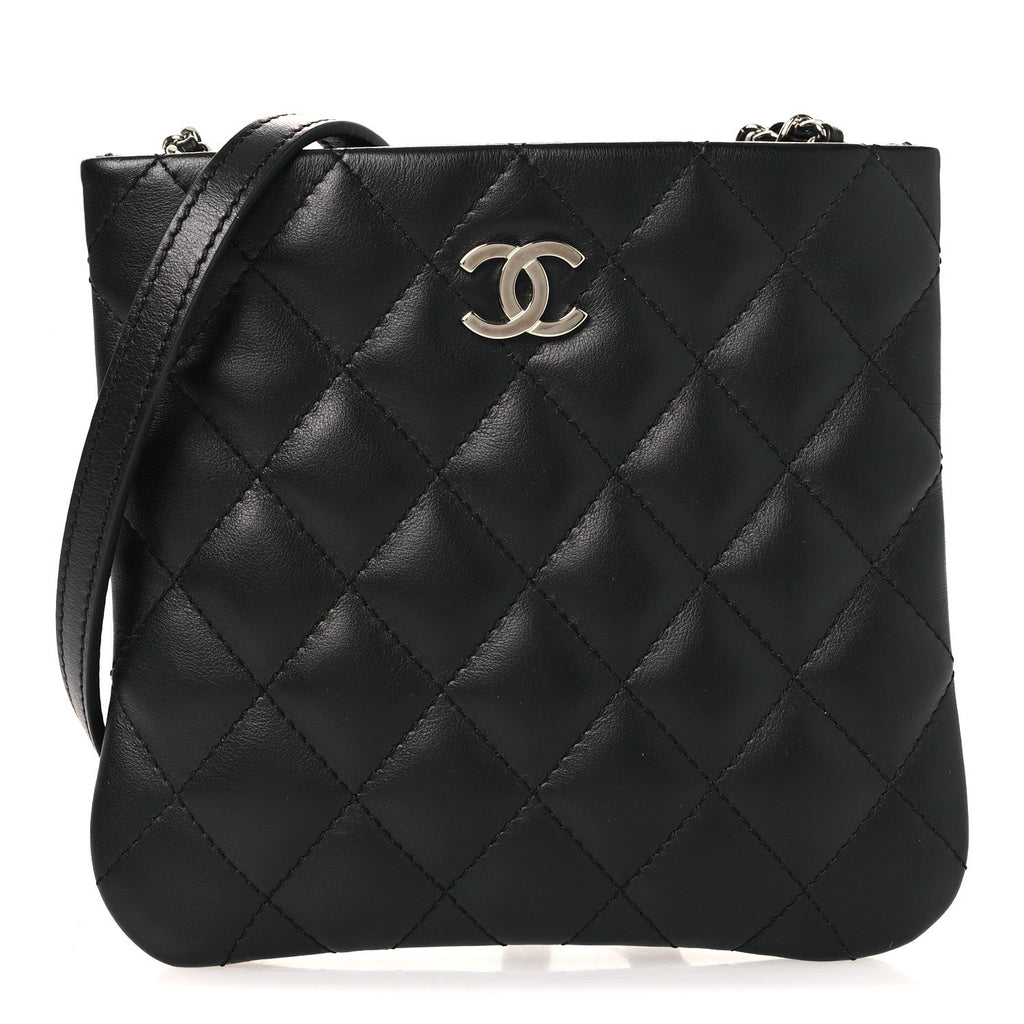 Lambskin Quilted Crossbody Bag Black