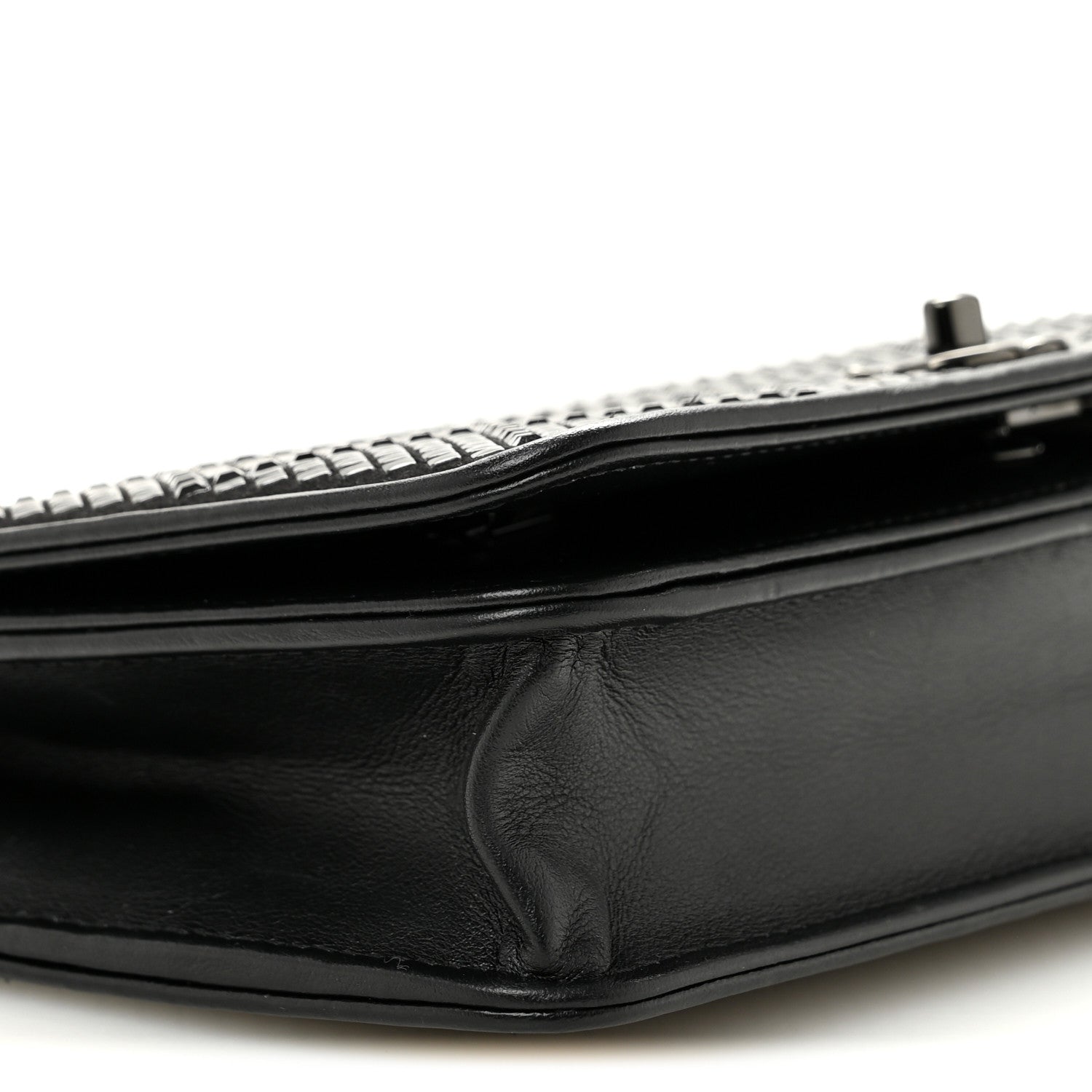 Lambskin Studded Wallet On Chain WOC Black