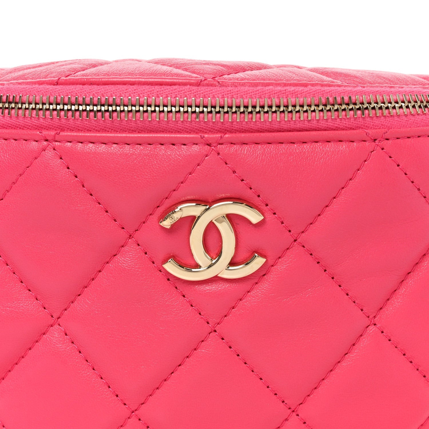 Lambskin Quilted Waist Bag Fanny Pack Pink