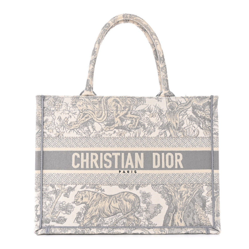 Canvas Embroidered Medium Dioriviera Toile De Jouy Book Tote Gray
