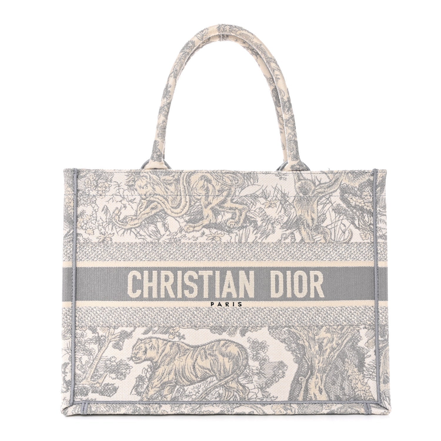 Canvas Embroidered Medium Dioriviera Toile De Jouy Book Tote Gray