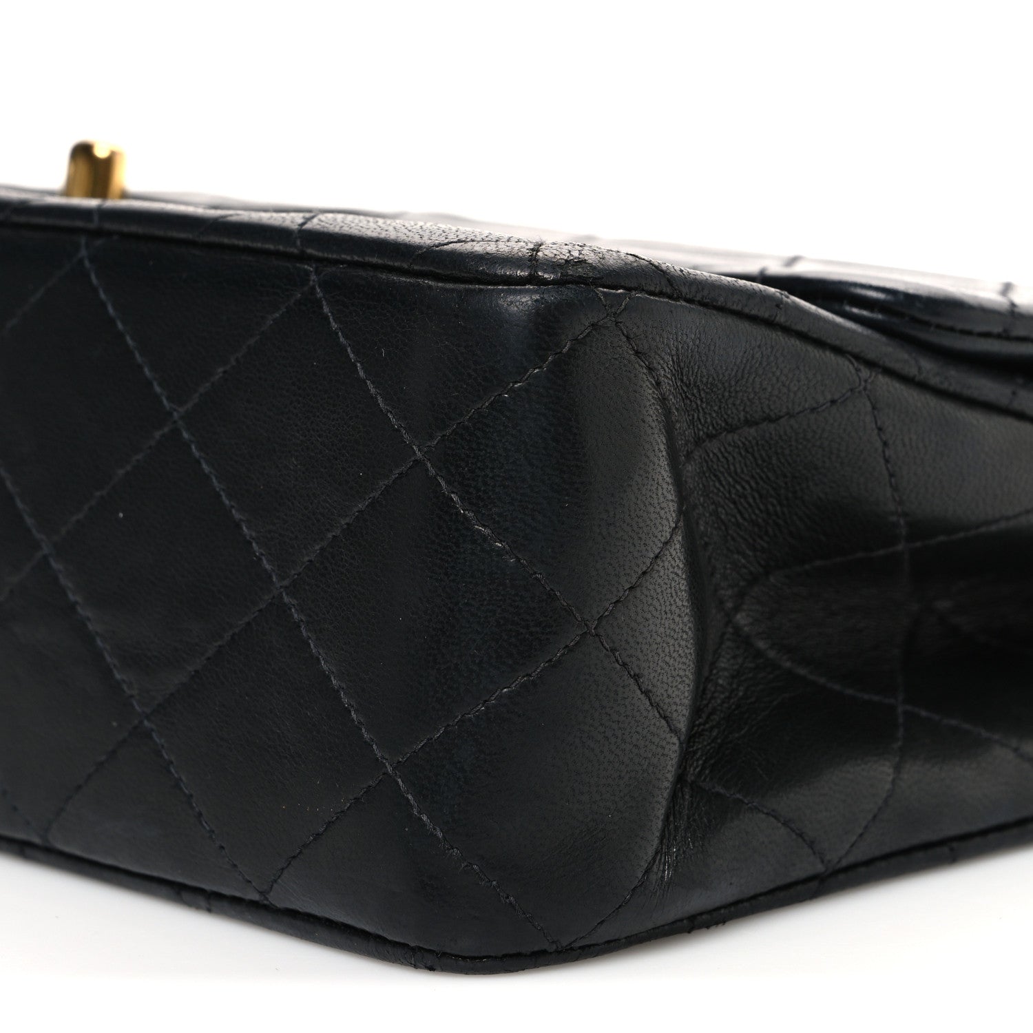 Lambskin Quilted Medium Double Flap Black